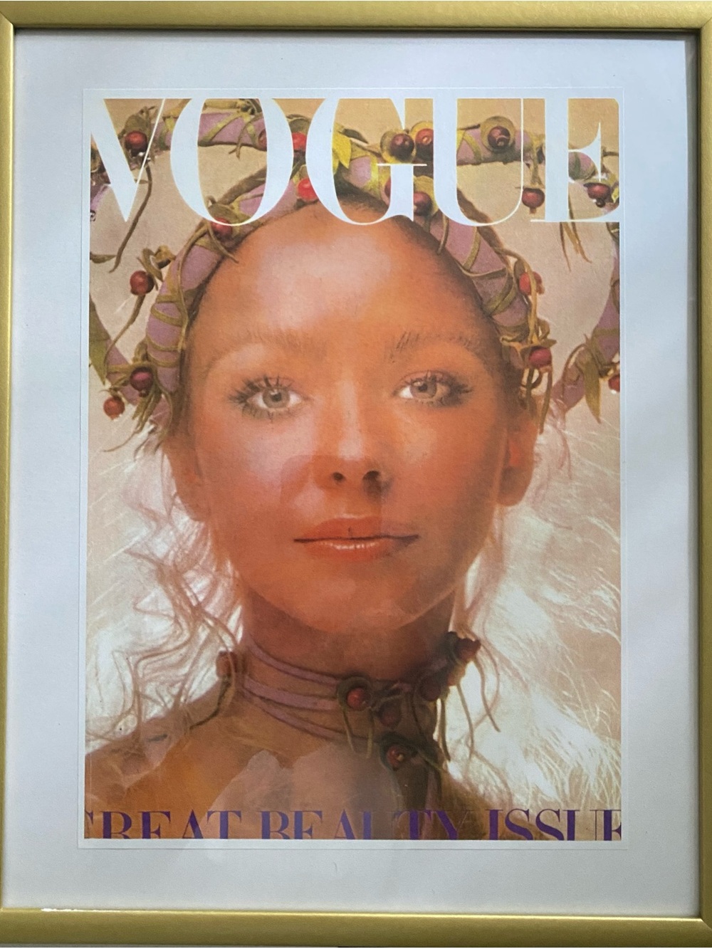 Vogue Portrait Print - Cream, Peach, Gold Accents